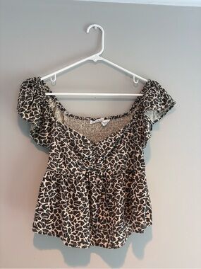 Midnight Sky Leopard Print Babydoll Top